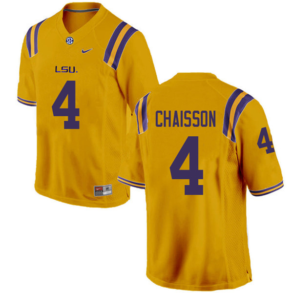 Men #4 K'Lavon Chaisson LSU Tigers College Football Jerseys Sale-Gold